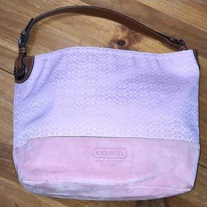 COACH PINK MINI SIGNATURE AND SUEDE PURSE